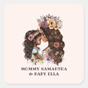 Beautiful Black Mum and Daughter (4) Square Sticker