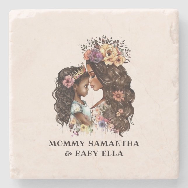 Beautiful Black Mum and Daughter (4) Stone Coaster (Front)