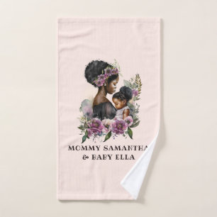 Beautiful Black Mum and Daughter (6) Bath Towel Set