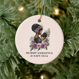 Beautiful Black Mum and Daughter (6) Ceramic Tree Decoration