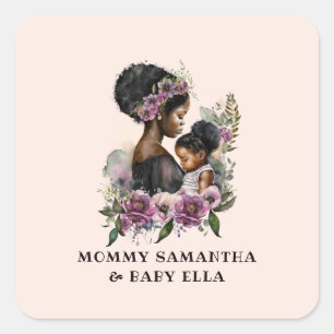 Beautiful Black Mum and Daughter (6) Square Sticker