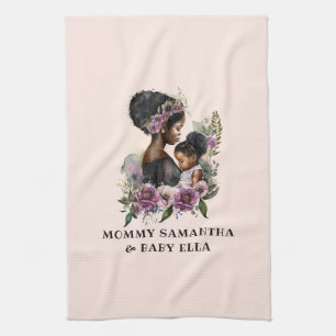 Beautiful Black Mum and Daughter (6) Tea Towel