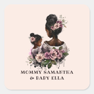 Beautiful Black Mum and Daughter (7) Square Sticker