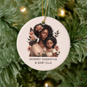 Beautiful Black Mum and Daughter (9) Ceramic Tree Decoration