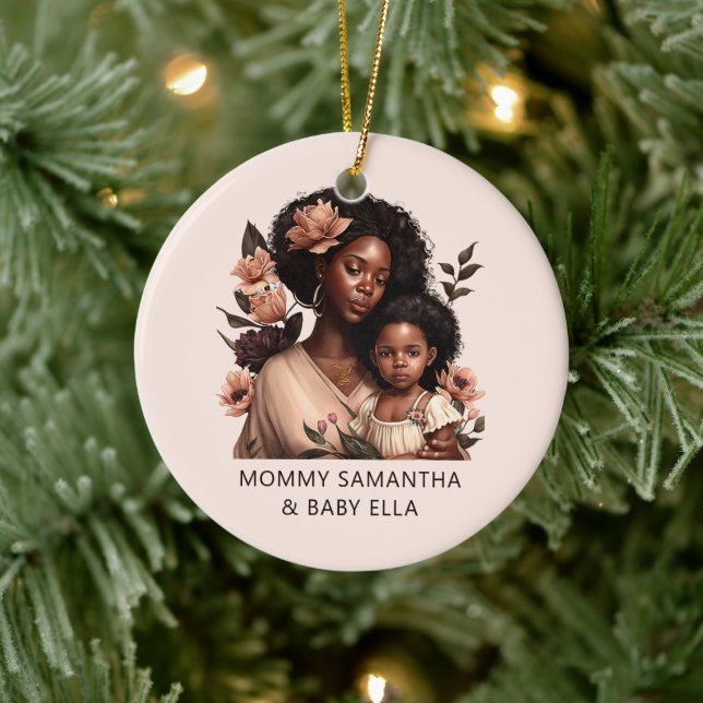 Beautiful Black Mum and Daughter (9) Ceramic Tree Decoration (Tree)