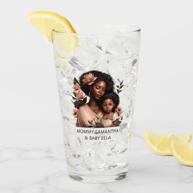 Beautiful Black Mum and Daughter (9) Glass (Front Ice)