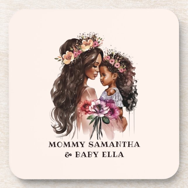 Beautiful Black Mum and Daughter Coaster (Front)