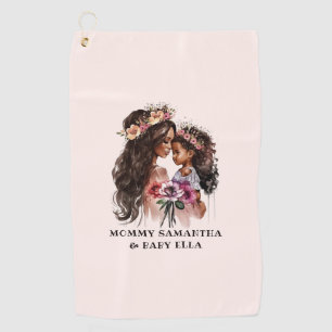 Beautiful Black Mum and Daughter Golf Towel