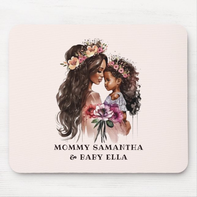 Beautiful Black Mum and Daughter Mouse Pad (Front)