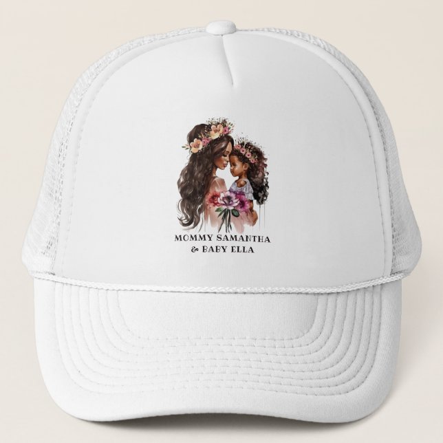 Beautiful Black Mum and Daughter Trucker Hat (Front)