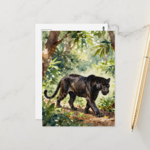 Beautiful Black Panther in the Forest Postcard