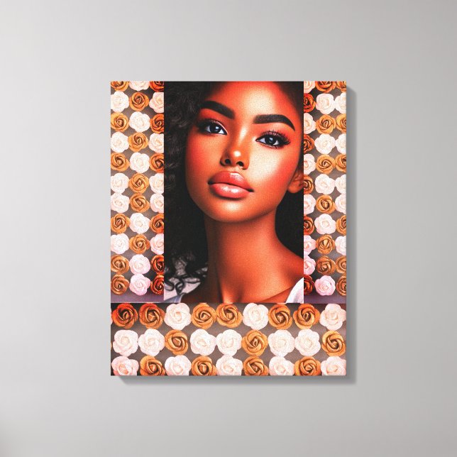 Beautiful Black Princess Floral Pattern Wall Art (Front)