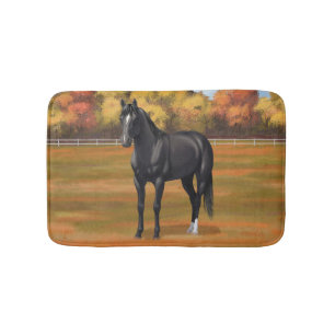 Beautiful Black Quarter Horse Stallion Bath Mat