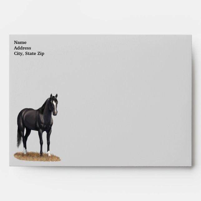Beautiful Black Quarter Horse Stallion Envelope (Front)