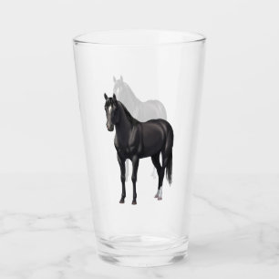 Beautiful Black Quarter Horse Stallion Glass