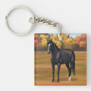 Beautiful Black Quarter Horse Stallion Key Ring