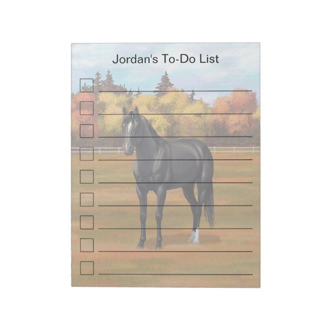 Beautiful Black Quarter Horse Stallion Notepad (Rotated)