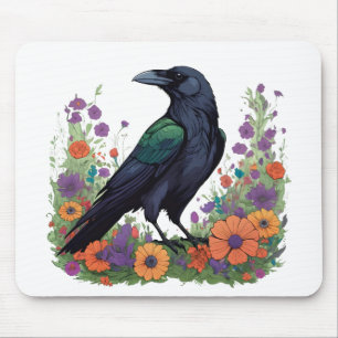 Beautiful black raven mouse pad