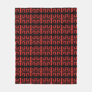 Beautiful Black & Red Geometric Pattern Fleece Blanket