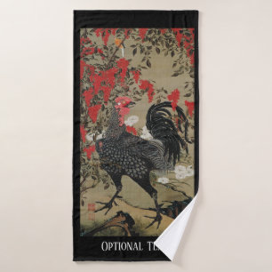 Beautiful Black Rooster Bath Towel Set