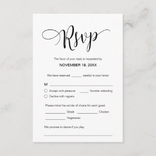 Beautiful Black Script, RSVP, Respond Enclosure Card