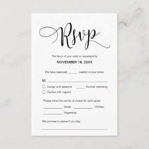 Beautiful Black Script, RSVP, Respond Enclosure Card
