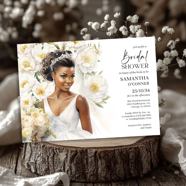 Beautiful black skin bride with wedding gown boho invitation (Beautiful black skin bride with wedding gown boho invitation)