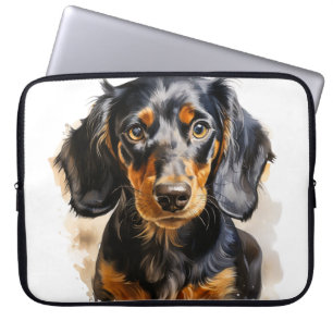 BEAUTIFUL BLACK & TAN DACHSHUND PUPPY DOG LAPTOP SLEEVE