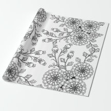 Beautiful Black | White Floral Colouring Paper