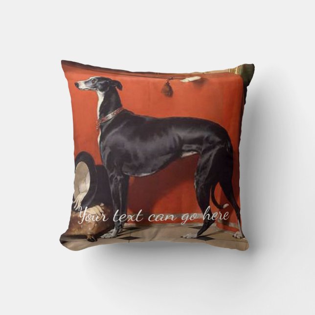 Beautiful Black  & White Greyhound Cushion (Front)