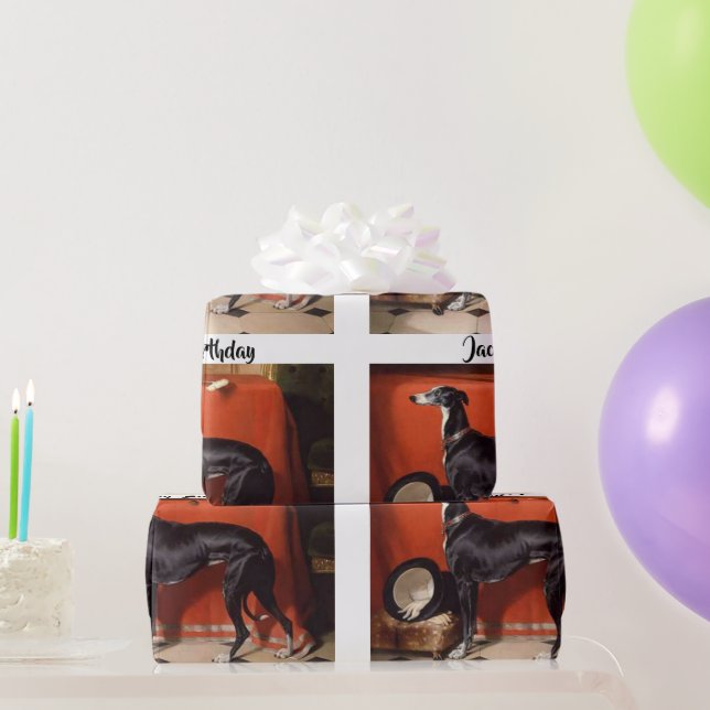 Beautiful Black  & White Greyhound Wrapping Paper (Party Gifts)
