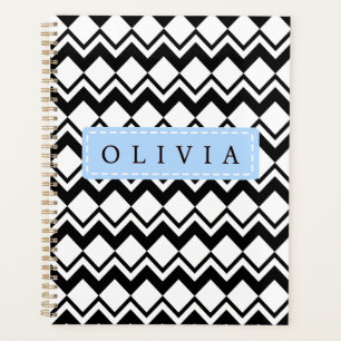 Beautiful Black & White Patterns Custom Name  Planner