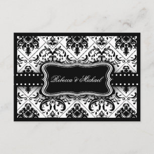 Beautiful Black & White Vintage Damask RSVP Cards