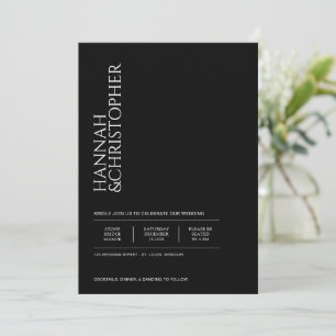 Beautiful Black & White Wedding Invitation
