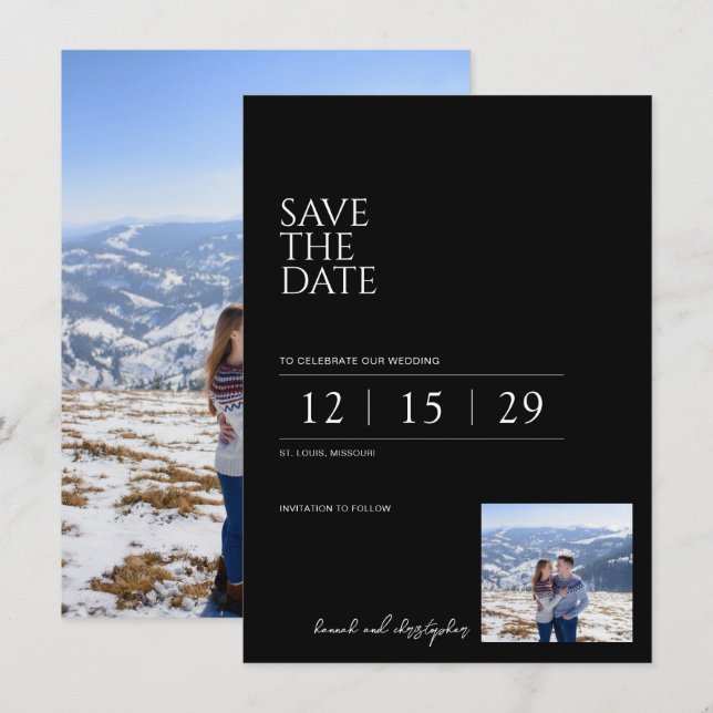Beautiful Black & White Wedding Save The Date (Front/Back)