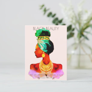 BEAUTIFUL BLACK WOMAN AFRICAN QUEEN GOLD NECKLACE POSTCARD