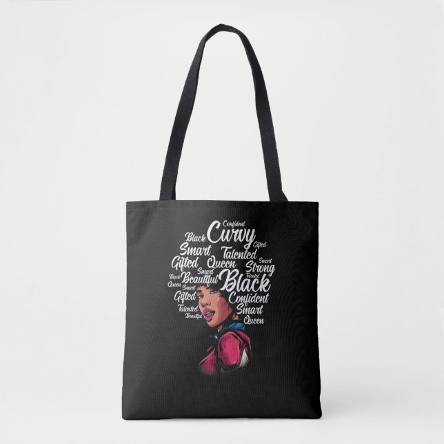 Beautiful Black Woman Afro Hair Queen Tote Bag (Front)