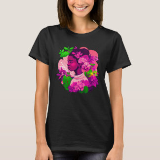 Beautiful Black Woman Afro Melanin Queen Cute Flow T-Shirt