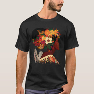 Beautiful Black Woman Afro Queen Melanin Cute Flow T-Shirt
