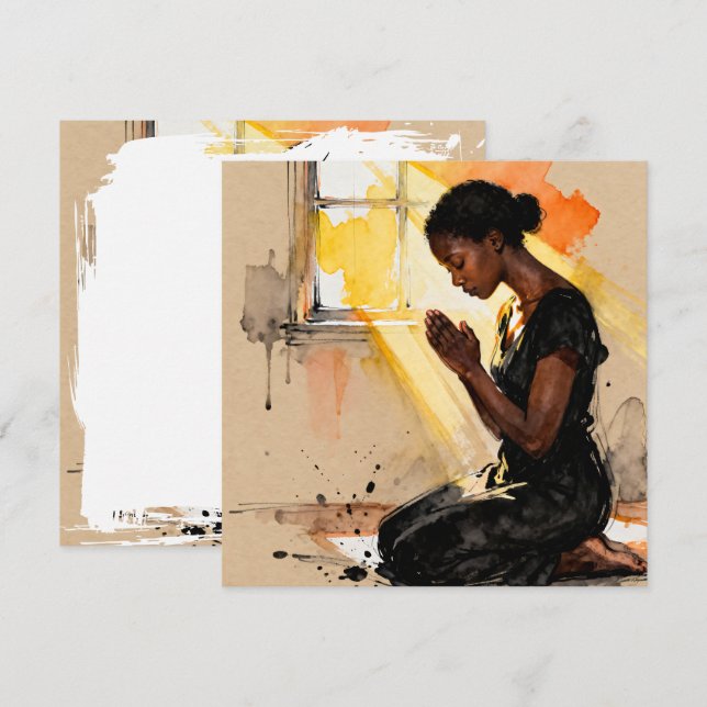 Beautiful Black Woman Praying Abstract Art Card (Front/Back)