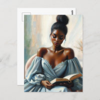 Beautiful Black Woman Reading Book