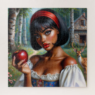 Beautiful Black Woman With Apple Jigsaw Puzzle
