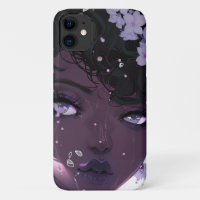Beautiful Black Woman with Purple Flowers