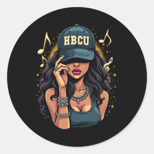 Beautiful Black Women Hbcu Black History Month  Classic Round Sticker