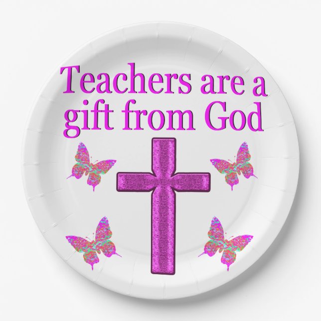 BEAUTIFUL BLESSED TEACHER DESIGN PAPER PLATE (Front)