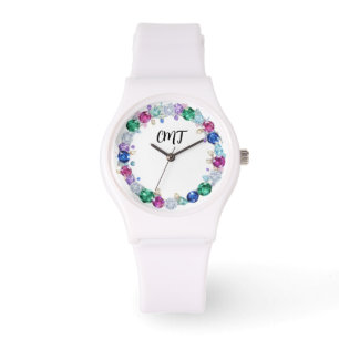 Beautiful Bling Monogram - Gem faced Watch
