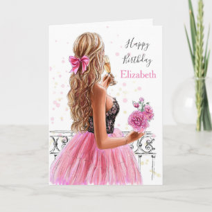 Beautiful Blonde Fashion Girl Happy Birthday Holid Holiday Card