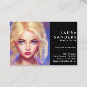Beautiful Blonde Girl Beauty Salon Elegant Business Card