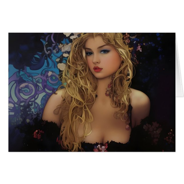 Beautiful Blonde Woman All Occasions Greeting Card (Front Horizontal)