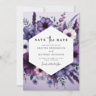 Beautiful Bloom Purple Floral Wedding Save The Date
